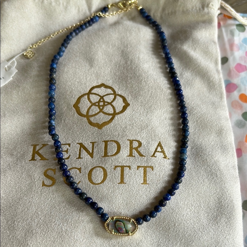Kendra Scott Blue and Gold Necklace with Delicate Beads